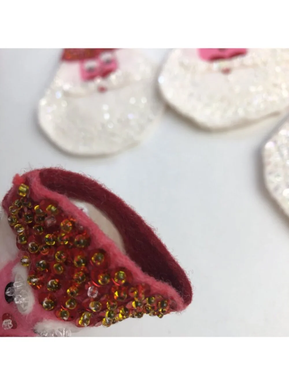 Set of 8 Vintage Christmas Santa Napkin Holders Rings Felt & Sequins
